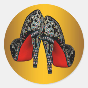 Red Black Gold High Heel Shoe Stickers