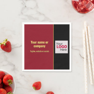 Red, Black & Gold smart stripe - add own logo Napkin