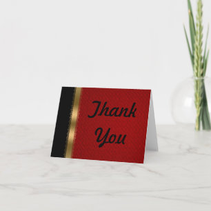 Red Black Gold Thank You Card