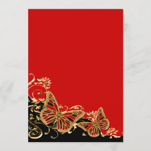 Red black gold wedding engagement anniversary invitation