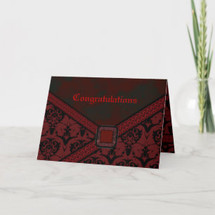Red & Black Goth Lace Wedding Card