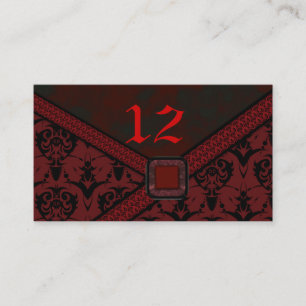 Red & Black Goth Lace Wedding Place Card