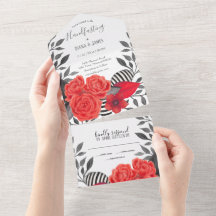 Red & Black Gothic Floral Handfasting