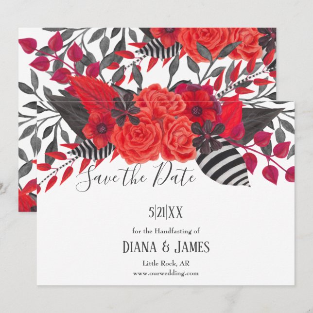Red & Black | Gothic Glam Save the Date (Front/Back)
