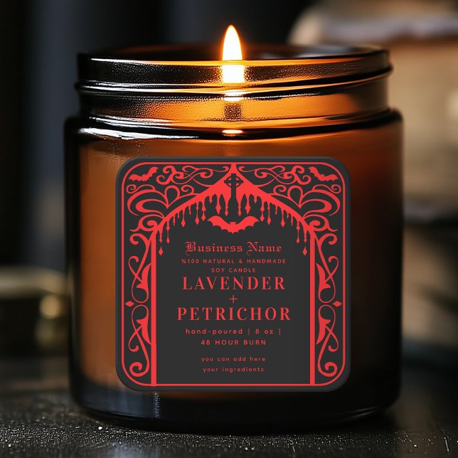 Red Black Gothic Vampire Candle Product Label (Creator Uploaded)