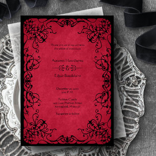 Red Black Gothic Wedding Invitation