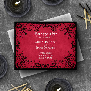 Red Black Gothic Wedding Save The Date
