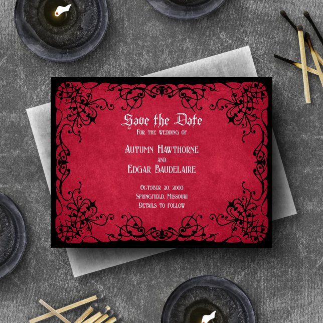 Red Black Gothic Wedding Save The Date (Creator Uploaded)
