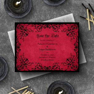 Red Black Gothic Wedding Save The Date