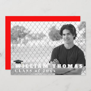 Red & Black Grad Invitation, Matte 5" x 7" Card