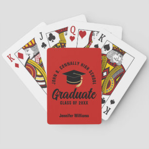 Red Black Graduate Custom Graduation Playing Cards