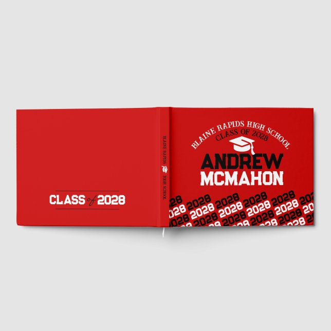 Red & Black Graduation Personalised Guest Book (Full)
