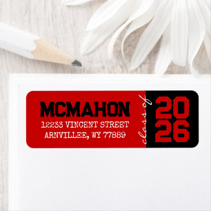 Red & Black Graduation Return Address Labels