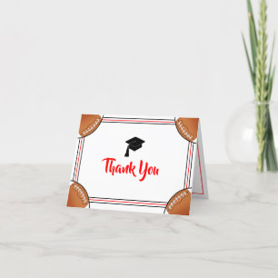 Red & Black Graduation Thank You Card