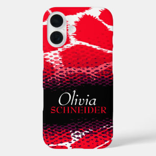 Red black graphic animal print iphone tough case