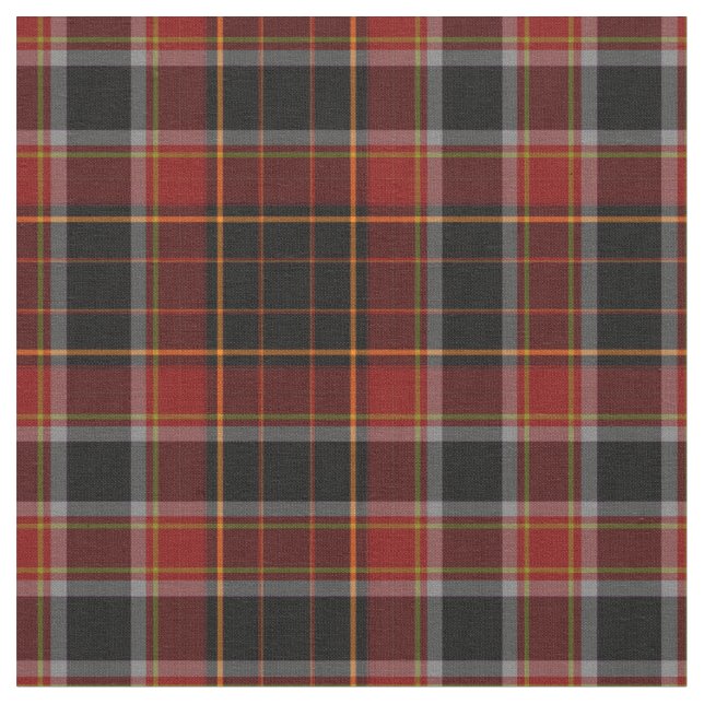 Red Black Gray Yellow Tartan Plaid Fabric (Close Up)