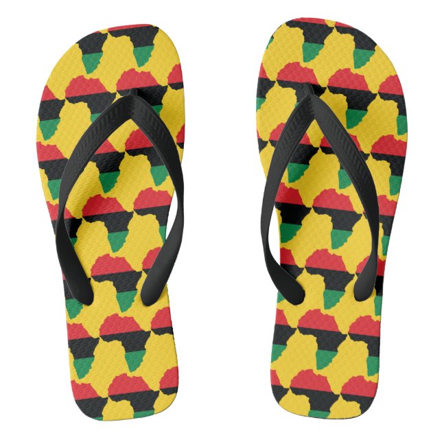 Red, Black & Green Africa Flag Flip Flops (Footbed)