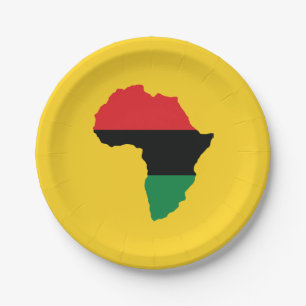 Red, Black & Green Africa Flag Paper Plate