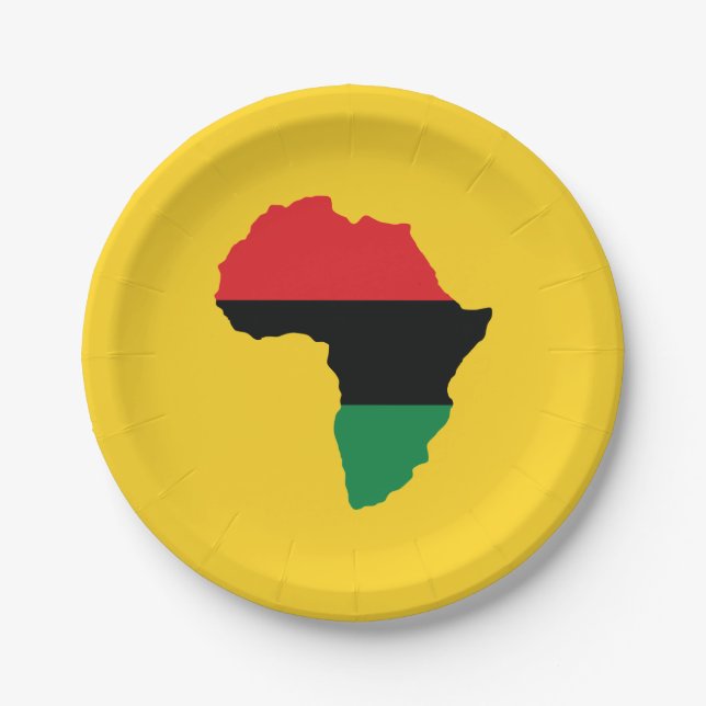 Red, Black & Green Africa Flag Paper Plate (Front)