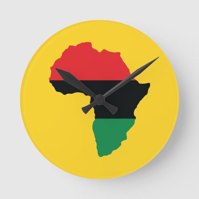 Red, Black & Green Africa Flag Round Clock (Front)