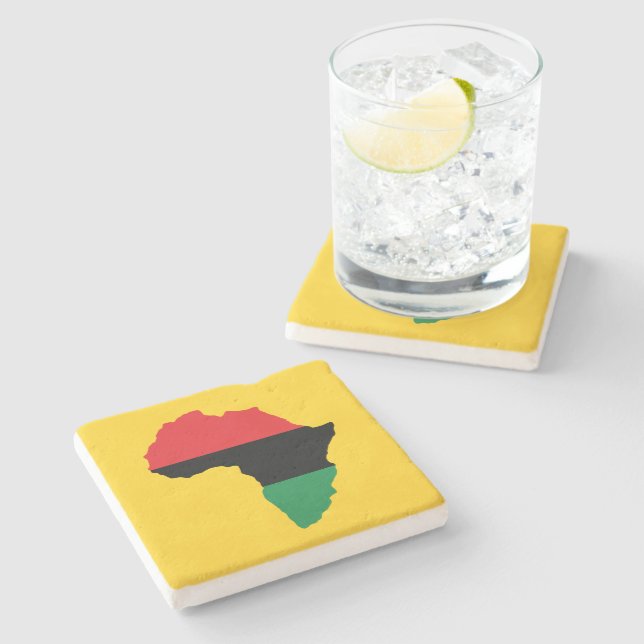Red, Black & Green Africa Flag Stone Coaster (Side)