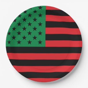 Red Black Green African American Flag Paper Plate