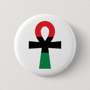 Red, Black & Green Ankh 6 Cm Round Badge