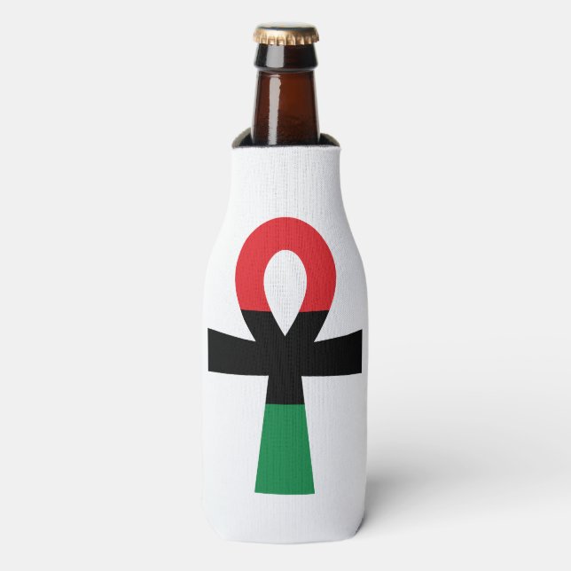 Red, Black & Green Ankh Bottle Cooler (Bottle Front)