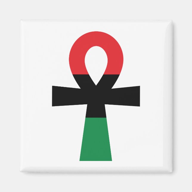 Red, Black & Green Ankh Magnet (Front)