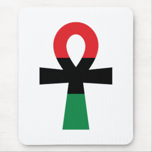 Red, Black & Green Ankh Mouse Mat