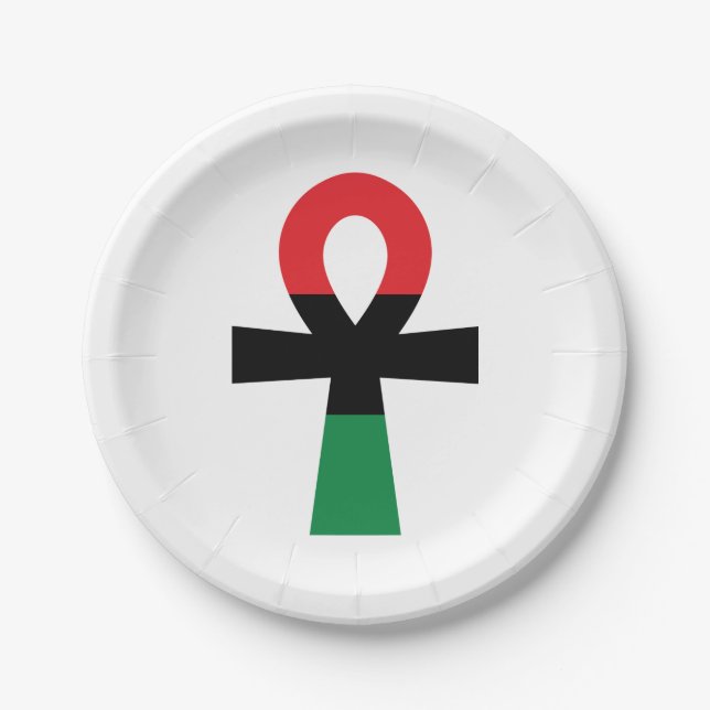 Red, Black & Green Ankh Paper Plate (Front)