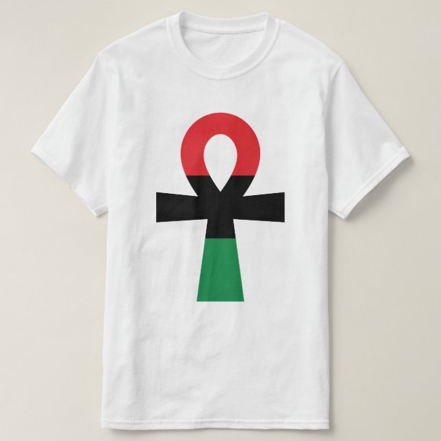 Red, Black & Green Ankh T-Shirt (Design Front)