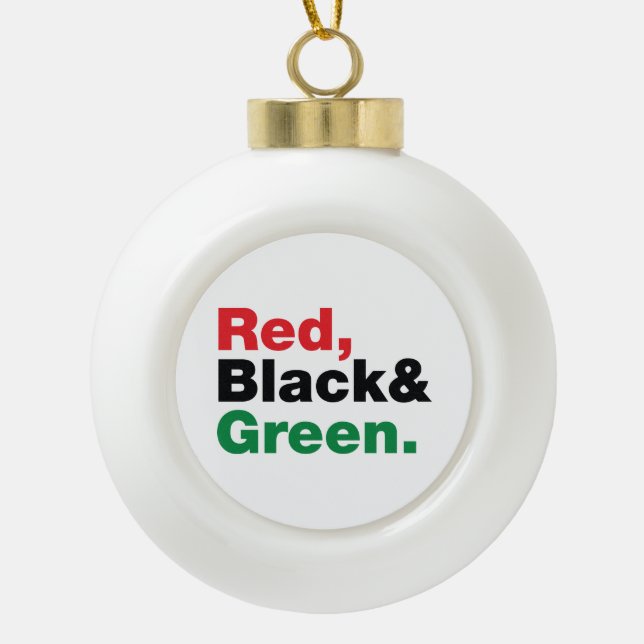 Red, Black & Green. Ceramic Ball Christmas Ornament (Front)