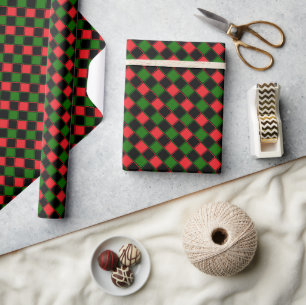 Red Black Green Chequered Pattern Afrocentric Chri Wrapping Paper