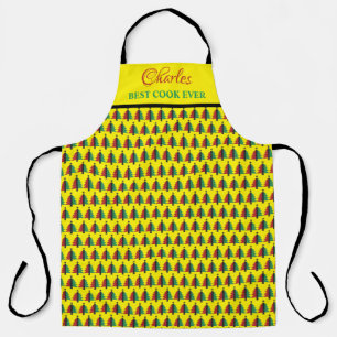 Red Black Green Christmas Tree Pattern Kwanzaa Apron