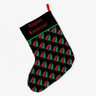 Red Black Green Christmas Tree Pattern Kwanzaa Lar Large Christmas Stocking