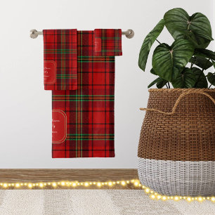 Red Black Green Cosy Plaids Bath Towel Set