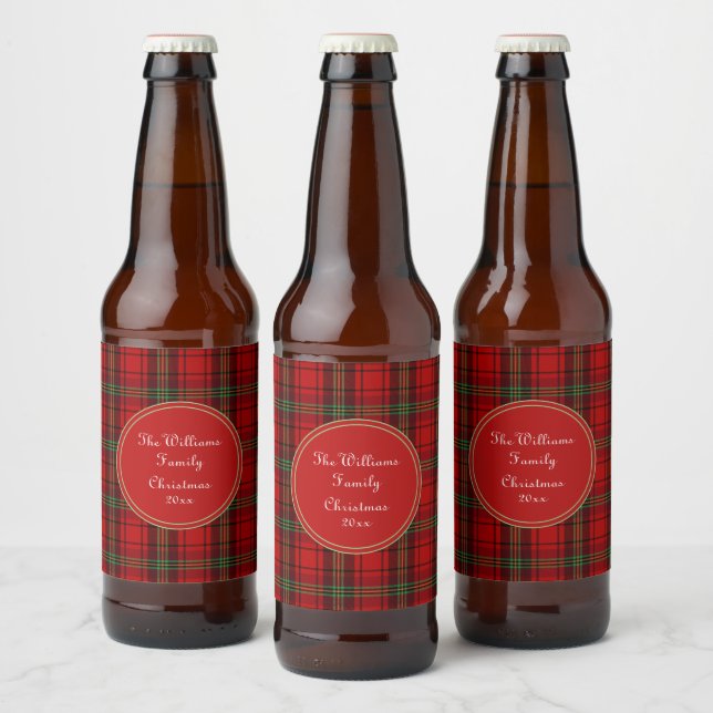 Red Black Green - Cosy Plaids  Beer Bottle Label (Bottles)