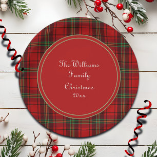 Red Black Green - Cosy Plaids - Name Paper Plate
