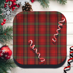 Red Black Green - Cosy Plaids  Paper Plate