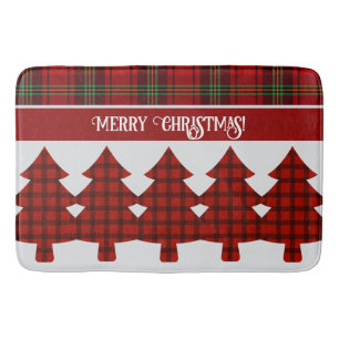 Red Black Green Cosy Tartan Bath Mat