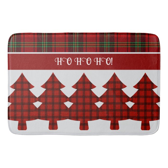 Red Black Green Cosy Tartan Bath Mat (Front)