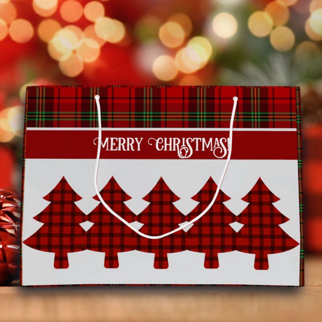 Red Black Green Cosy Tartan Large Gift Bag (Creator Uploaded)