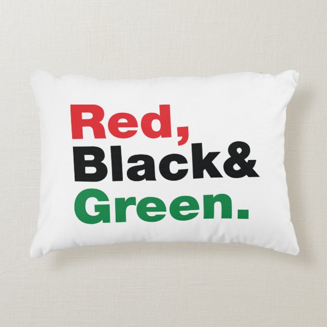 Red, Black & Green. Decorative Cushion (Front)