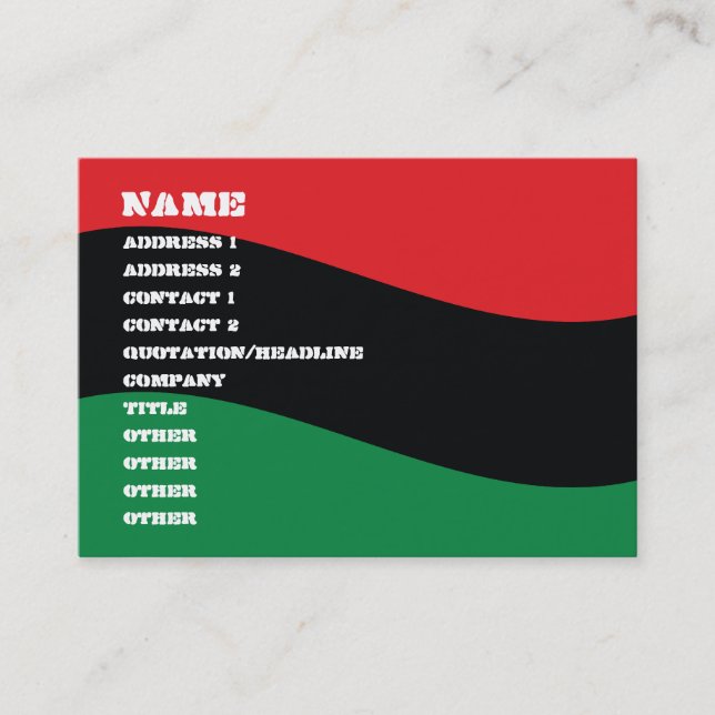 Red, Black & Green Flag Business Card (Front)