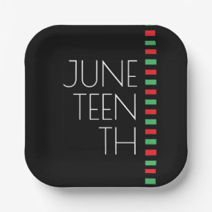 Red Black Green Juneteenth Paper Plate