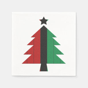 Red Black Green Kinara Christmas Tree Kwanzaa Napkin