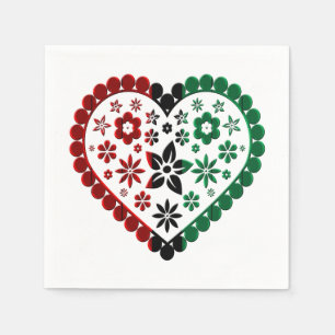 Red Black Green Kinara Colours Heart Happy Kwanzaa Napkin