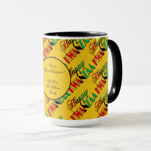 Red Black Green Kinara Typography Happy Kwanzaa Mug