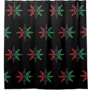 Red Black Green Snowflakes Kwanzaa Backdrop Shower Shower Curtain